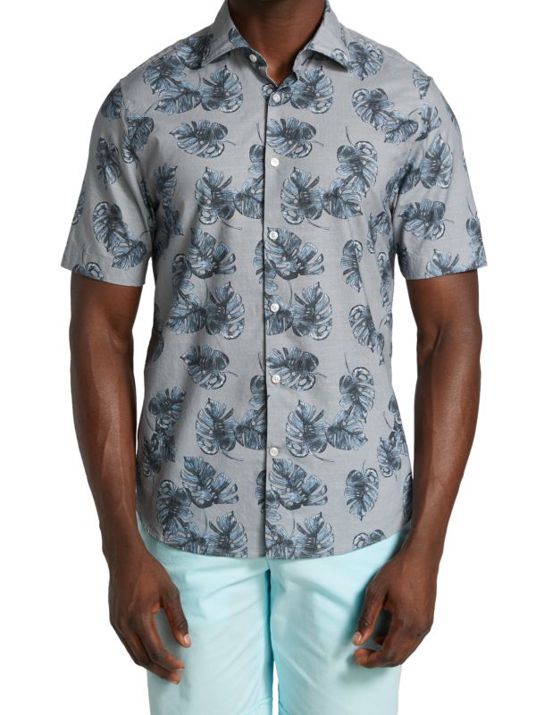 Saks Fifth Avenue Slim-Fit Tropical Print Short-Sleeve Shirt